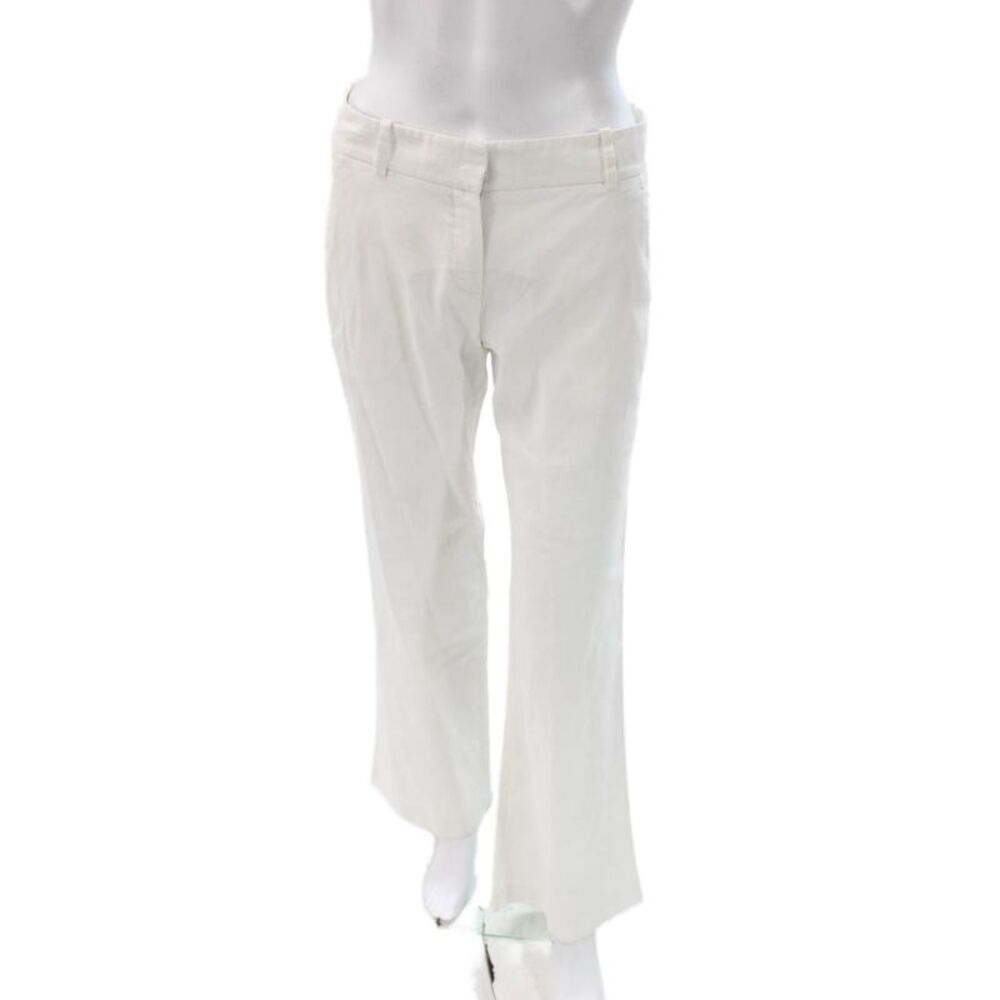 Theory Womens Linen Dress Pants White Button Closure Size 0